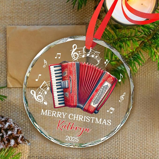 Musical Instruments Names - Accordion Lover Christmas Ornament Gifts, Personalized