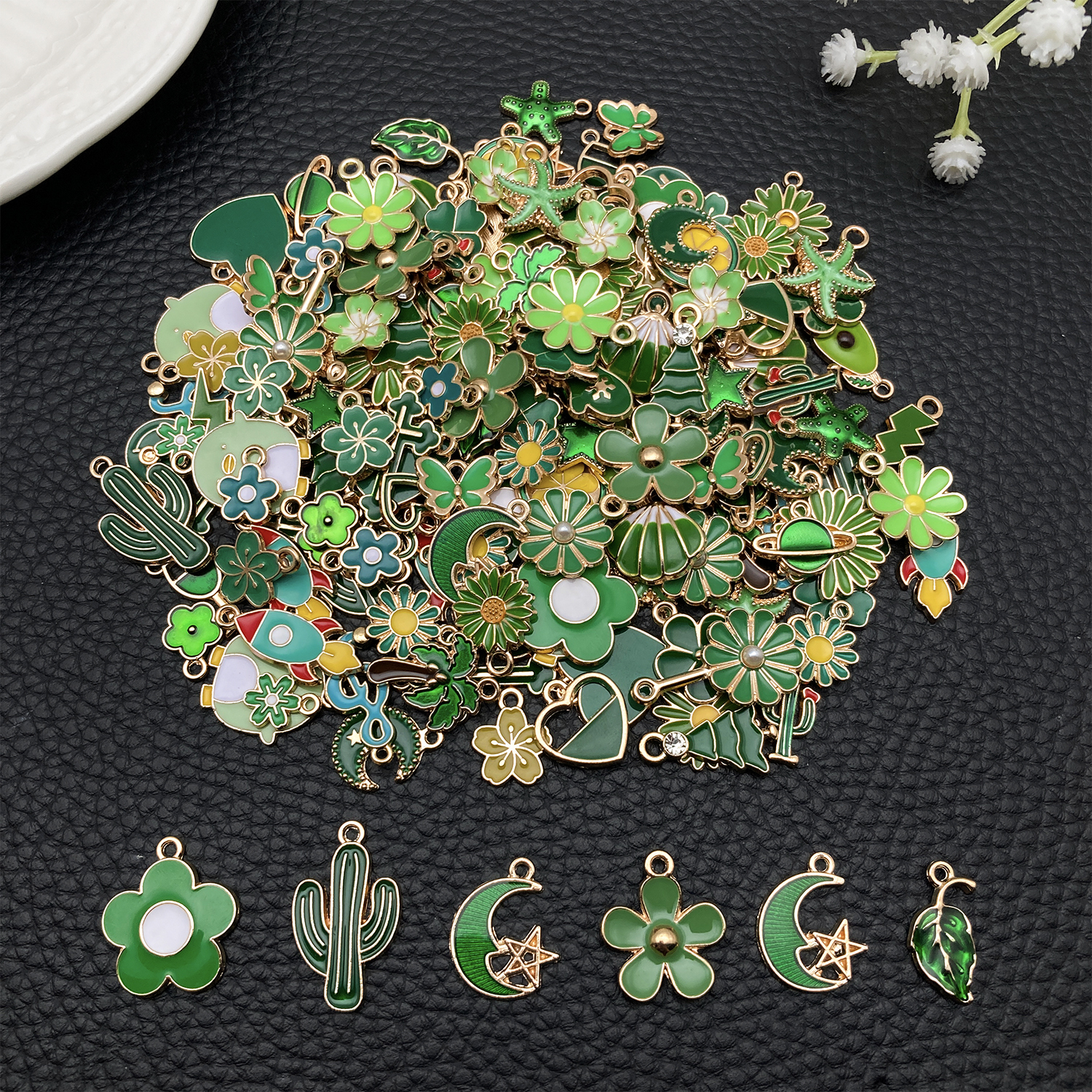 20/50/100pcs Forest Green Enam - Musical Instrument Jewelry recension och pris
