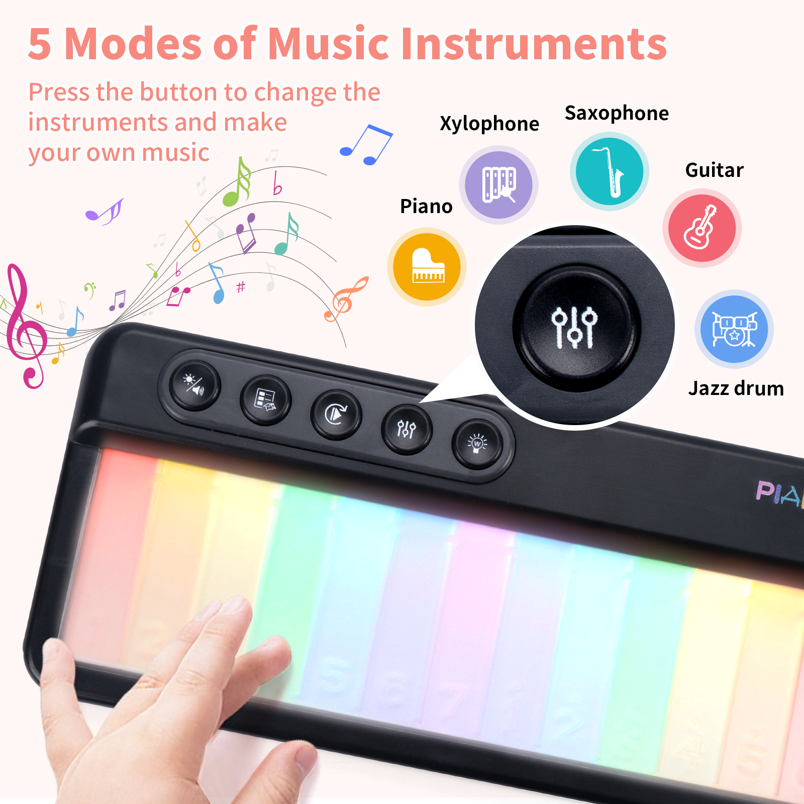Rainbow Flashing Piano Toys wi - Musical Instruments Names recension och pris